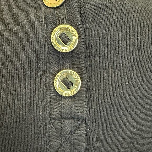 Lauren Ralph Lauren 2X Black V-Neck 3 Button Henley Top - Picture 10 of 10